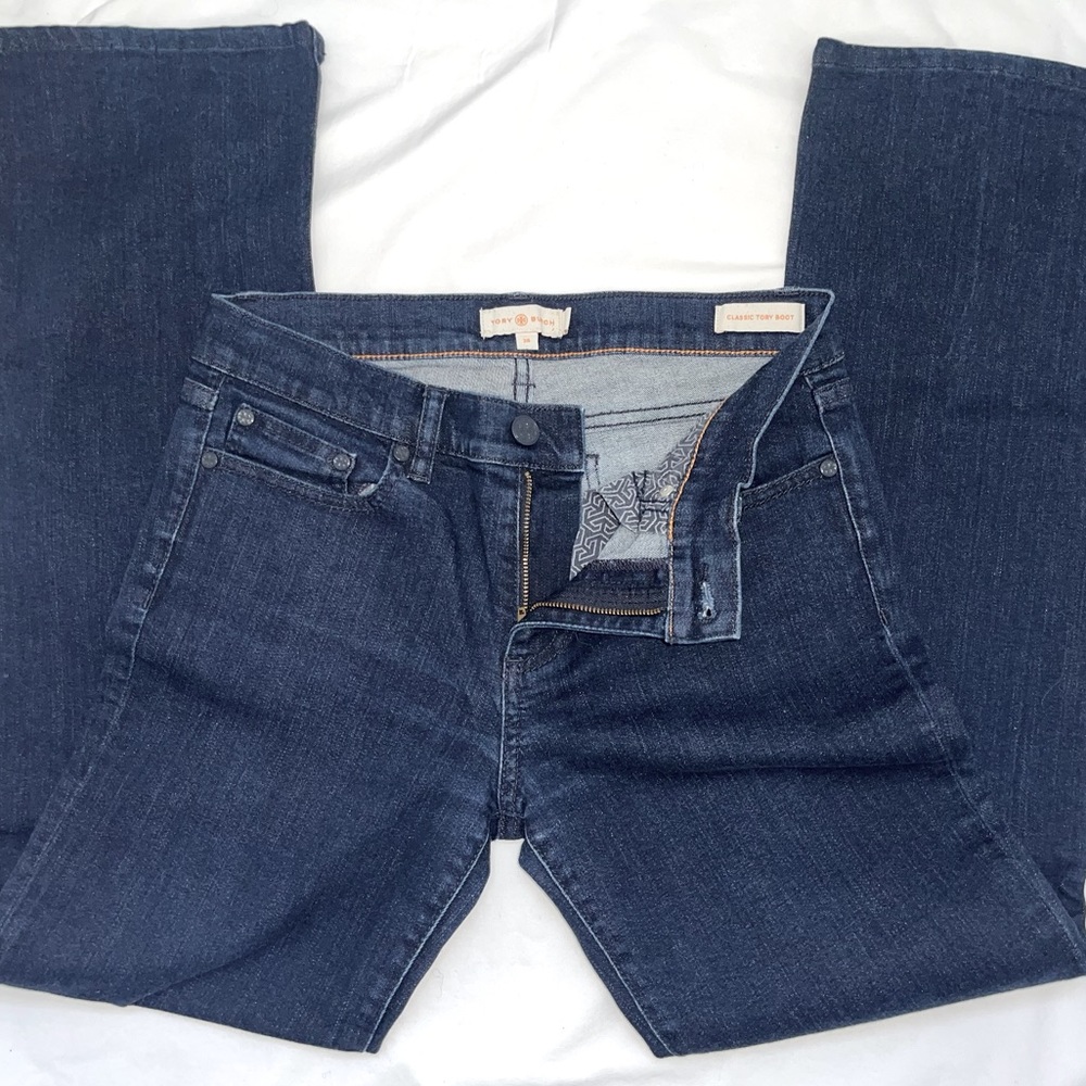 Tory Burch Dark Wash Jeans - Classic Tory Boot, size 28